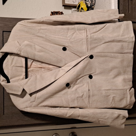 🙂New Chevron Ribbed Double Breasted Lapel Collar Blazer - Picture 11 of 16